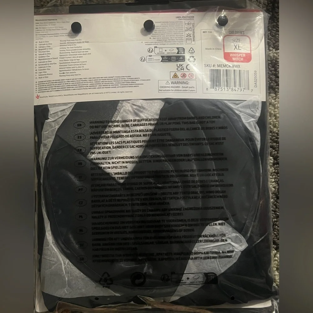 Whisper Witch Kids Black Witch Costume Size XL 12-14 years NEW!